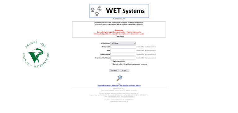 Wetsystems.org.pl – system Krajowej Izby Lekarsko-Weterynaryjnej w&nbsp;Polsce